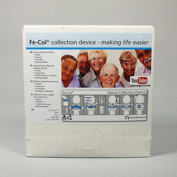 Fe-Col Faecal Collection Paper with IFU, dispenser box