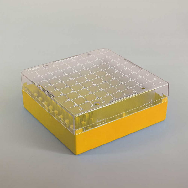 100 Pos Cryobox,1.0-2.0ml Vials,Yellow