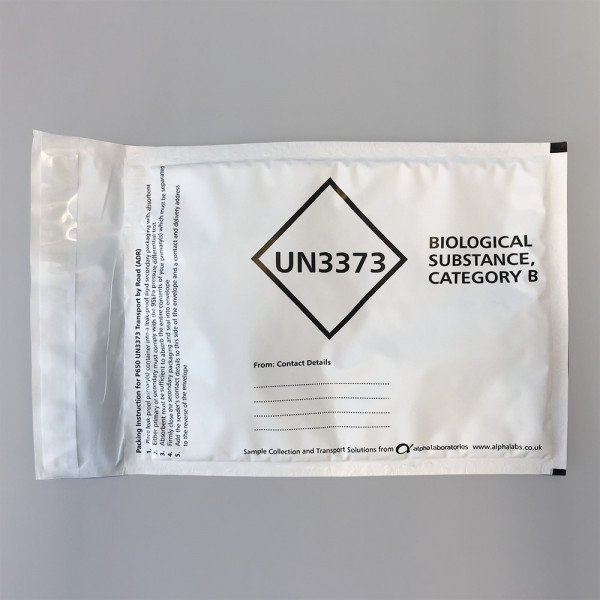 Padded envelope with UN3373 labels